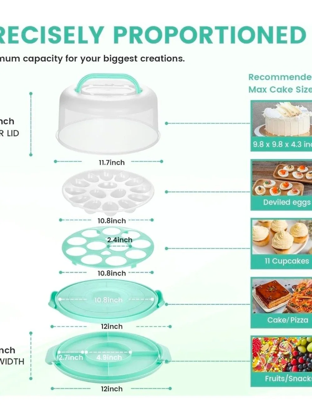 HANSGO Cake Carrier with Lid, Handles, and Extra Storage for Desserts